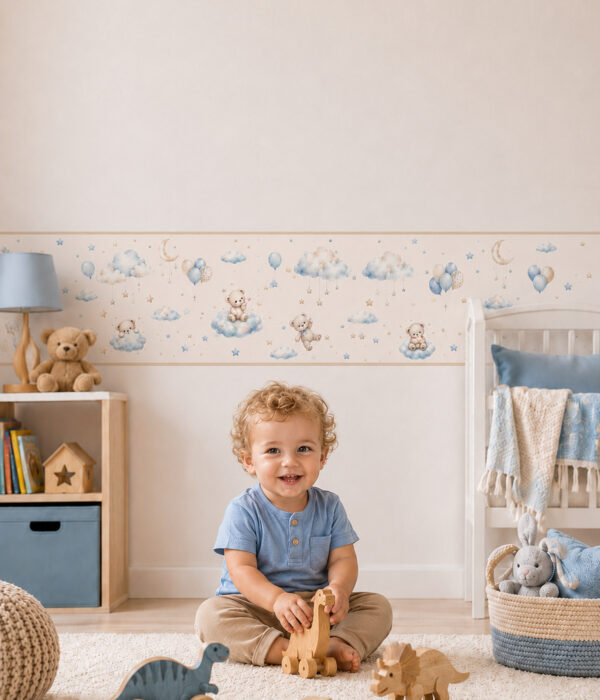 Fascia adesiva "NUVOLE E POLVERE DI STELLE" – Boiserie decorativa cameretta