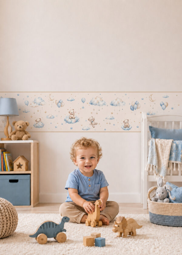 Fascia adesiva "NUVOLE E POLVERE DI STELLE" – Boiserie decorativa cameretta