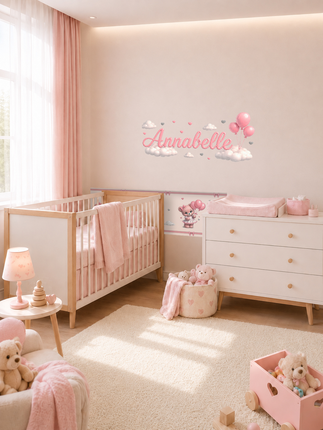 Collezione “NUVOLE ROSA” – Kit coordinato per cameretta completa